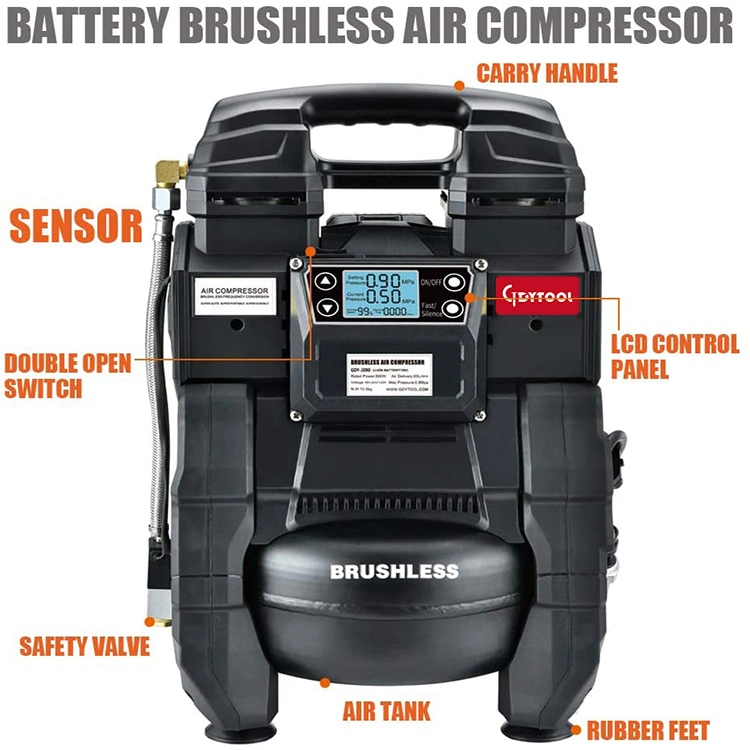 China Factory OEM AC220V DC 18V Hot Sale Brushless Oil Free Home Use 5L Air Compressor Gdy-2090